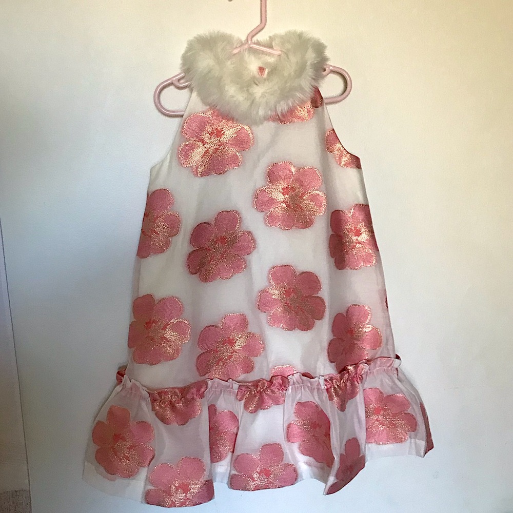 Janie and Jack Floral Fur Dress